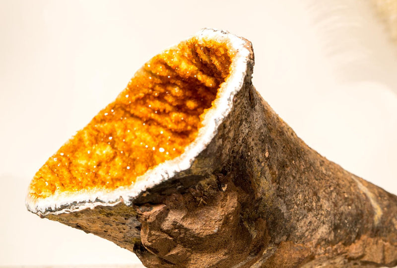 Spectacular All - Natural Citrine Geode Cave with Rare Galaxy Druzy and Vibrant Golden Orange - 11.6 Kg - 25.5 lb - E2D Crystals & Minerals