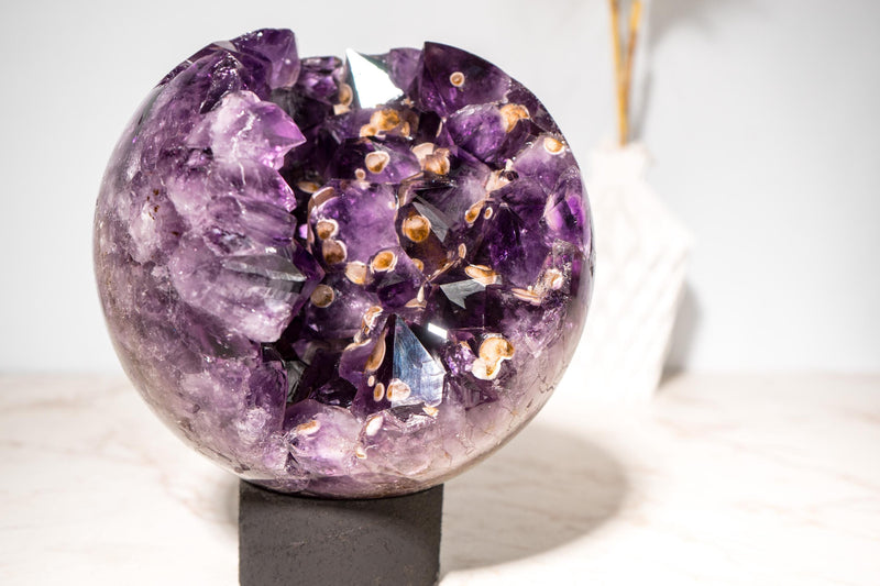 Rare Grape Jelly Amethyst Crystal Sphere with Cristobalite Inclusions - E2D Crystals & Minerals