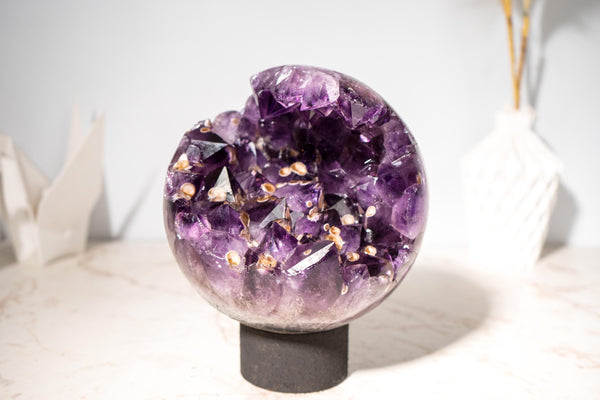 Rare Grape Jelly Amethyst Crystal Sphere with Cristobalite Inclusions - E2D Crystals & Minerals