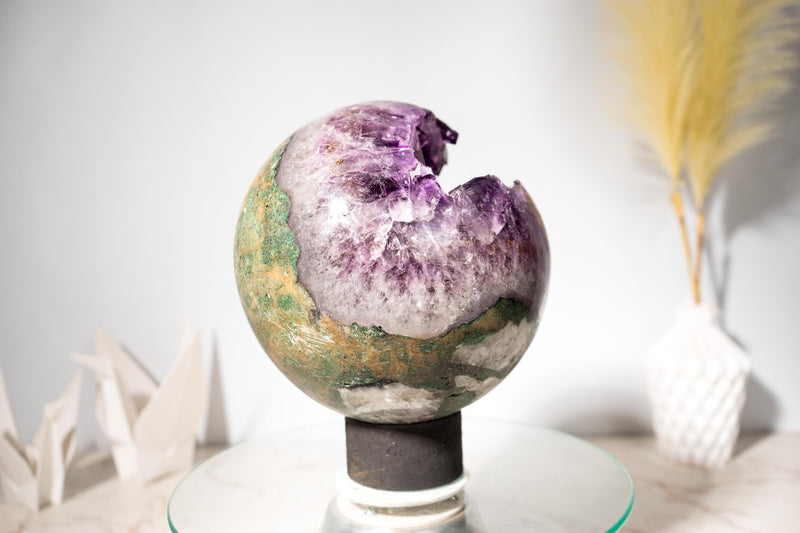 Grape Jelly Amethyst Crystal Sphere with Cristobalite Inclusions, AAA - Grade - E2D Crystals & Minerals