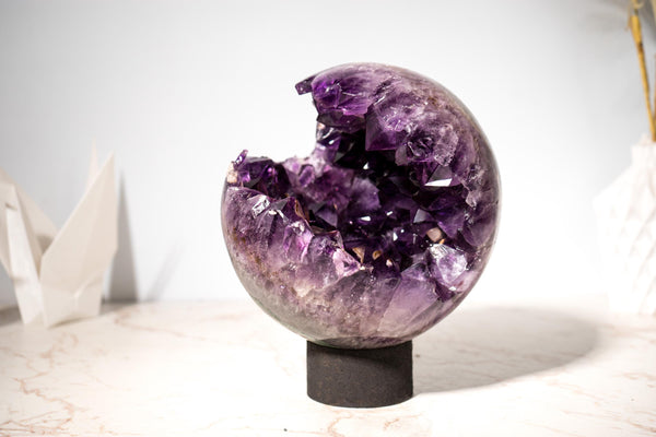 Grape Jelly Amethyst Crystal Sphere with Cristobalite Inclusions, AAA - Grade - E2D Crystals & Minerals