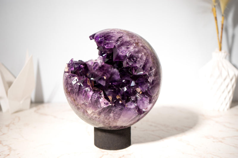 Grape Jelly Amethyst Crystal Sphere with Cristobalite Inclusions, AAA - Grade - E2D Crystals & Minerals