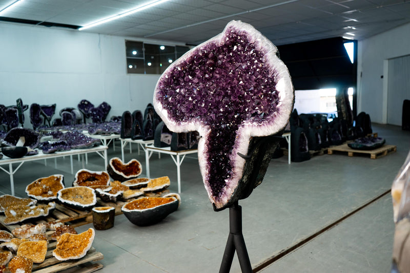 Large Amethyst Geode Portal on Custom - Made Stand - E2D Crystals & Minerals