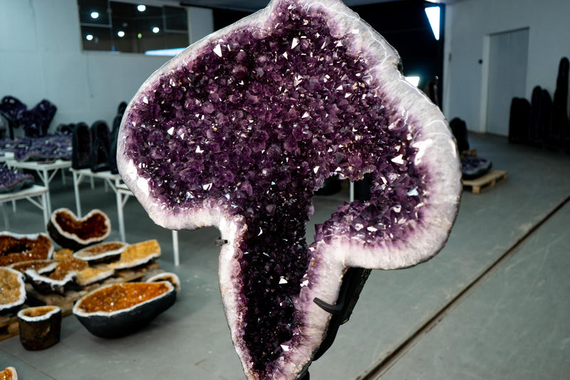 Large Amethyst Geode Portal on Custom - Made Stand - E2D Crystals & Minerals