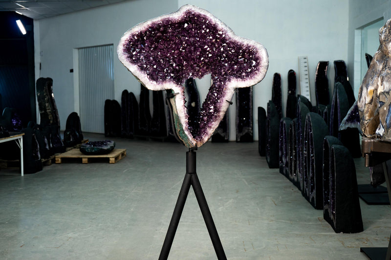 Large Amethyst Geode Portal on Custom - Made Stand - E2D Crystals & Minerals