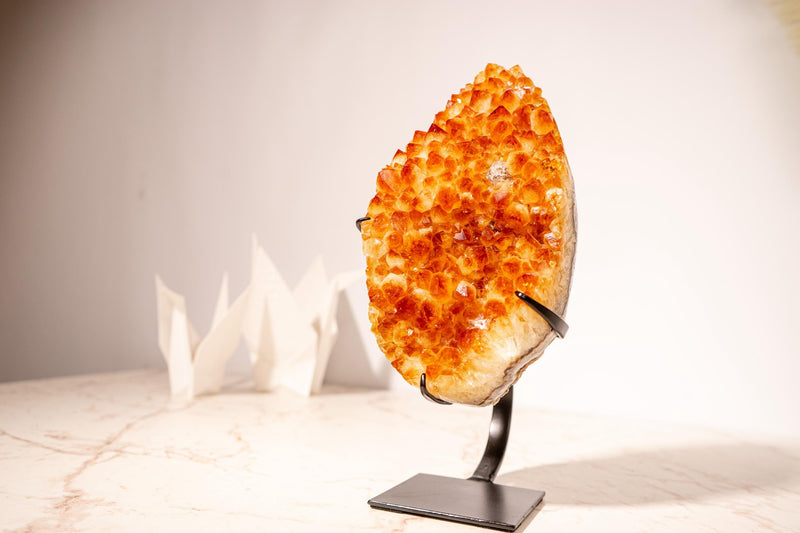 Natural Citrine Cluster with High - Grade Intense Orange Citrine Druzy with a on Stand - 3.0 Kg - 6.6 lb - E2D Crystals & Minerals