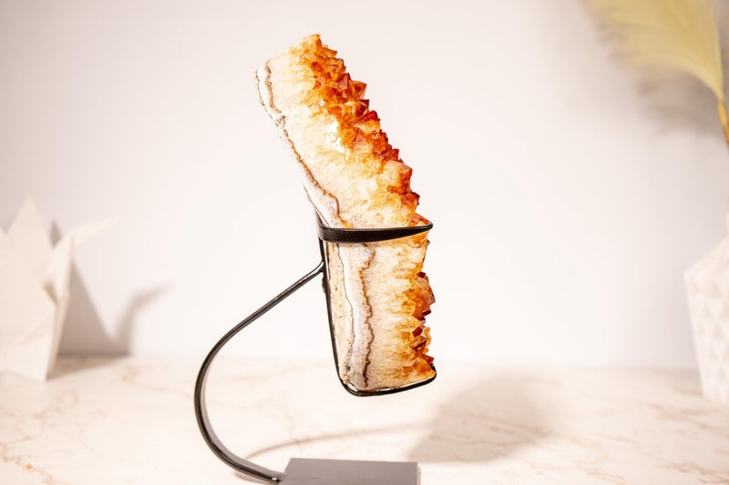 Natural Citrine Cluster with High - Grade Intense Orange Citrine Druzy with a on Stand - 3.0 Kg - 6.6 lb - E2D Crystals & Minerals