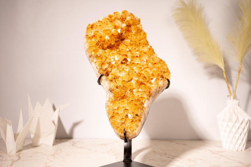 High - Grade Golden Yellow Citrine Cluster with Sparkling Large Druzy and Beautiful Flower Rosette Detail - 7.0 Kg - 15.4 lb - E2D Crystals & Minerals