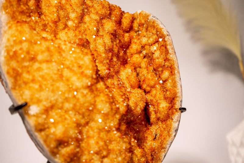 Beautiful Orange Citrine Cluster with Orange Galaxy Citrine Druzy and Stalactite Flowers on Stand - 7.1 Kg - 16 lb - E2D Crystals & Minerals