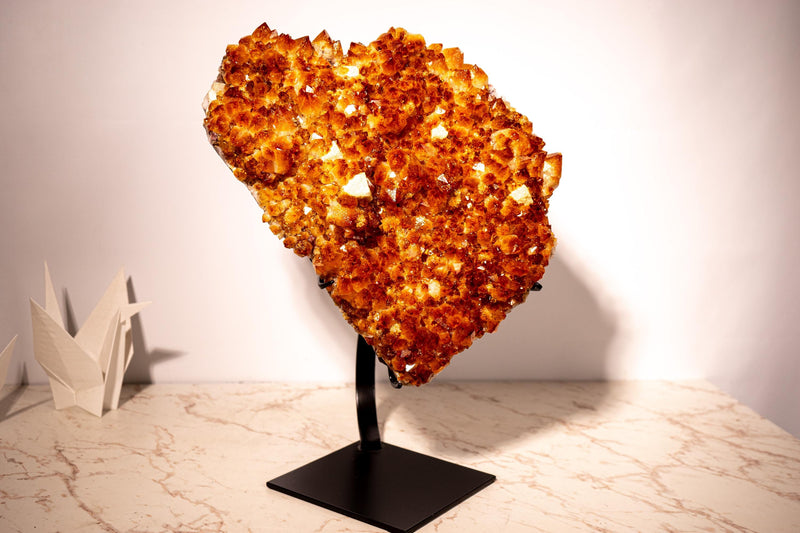 Spectacular Large Madeira Citrine Cluster – AAA Sparkly Druzy, Flower Rosette and Calcite Inclusions, Statement Crystal - 20 in - 29 lb - E2D Crystals & Minerals