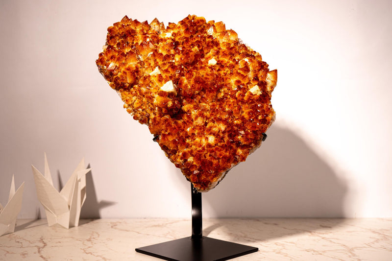 Spectacular Large Madeira Citrine Cluster – AAA Sparkly Druzy, Flower Rosette and Calcite Inclusions, Statement Crystal - 20 in - 29 lb - E2D Crystals & Minerals