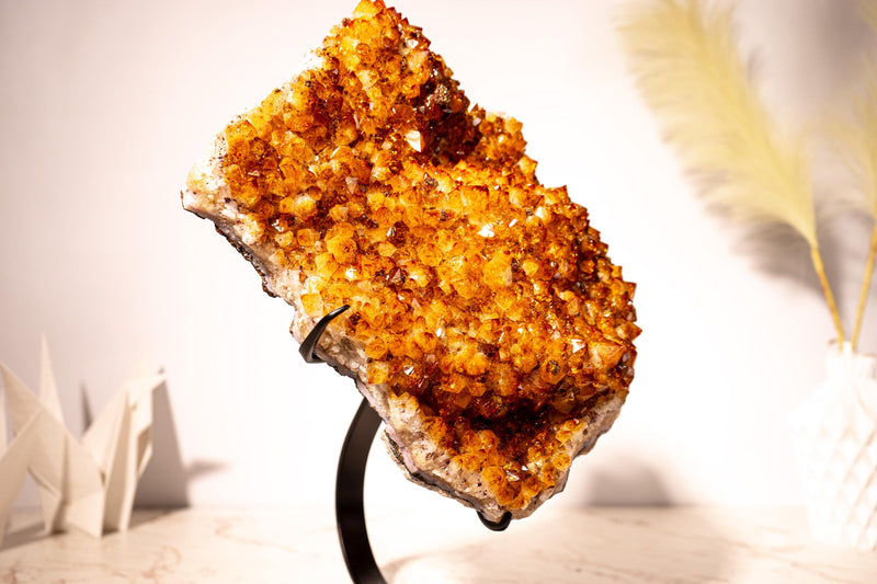 20 Lb Large Madeira Citrine Cluster with Sparkly Druzy & Flower Rosettes - E2D Crystals & Minerals