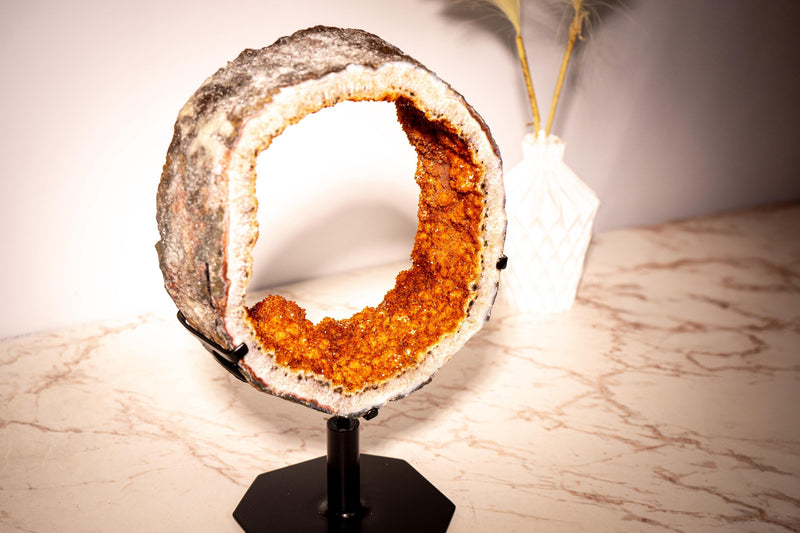 Citrine Geode Portal with Flower Stalactites and Galaxy Druzy - E2D Crystals & Minerals