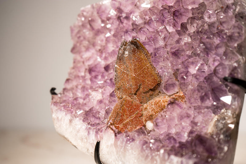 Lavender Amethyst Cluster with Calcite covered by Red Sugar Druzy - E2D Crystals & Minerals