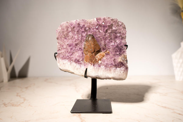 Lavender Amethyst Cluster with Calcite covered by Red Sugar Druzy - E2D Crystals & Minerals