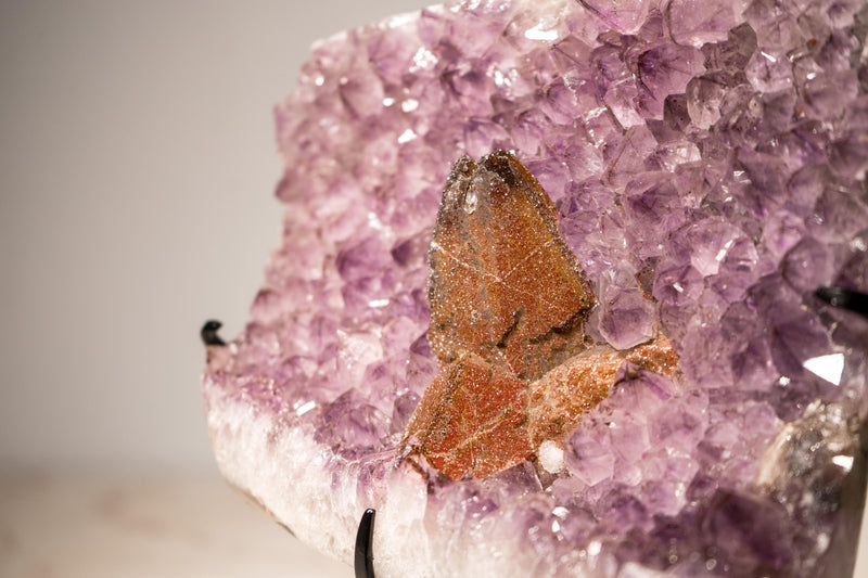 Lavender Amethyst Cluster with Calcite covered by Red Sugar Druzy - E2D Crystals & Minerals