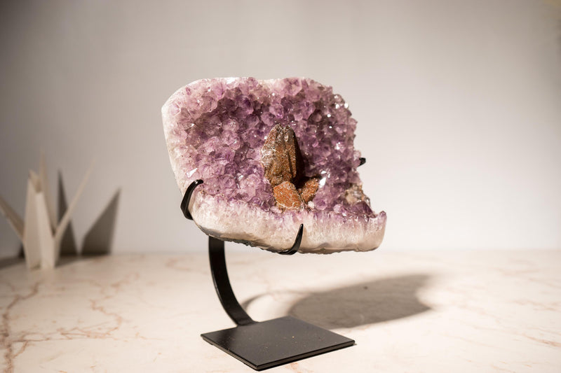 Lavender Amethyst Cluster with Calcite covered by Red Sugar Druzy - E2D Crystals & Minerals