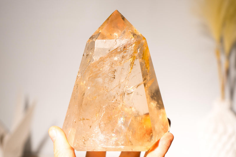 Natural Citrine Crystal Quartz, Genuine Yellow Citrine Point Generator - E2D Crystals & Minerals