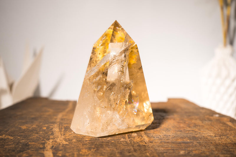 Natural Citrine Crystal Quartz, Genuine Yellow Citrine Point Generator - E2D Crystals & Minerals