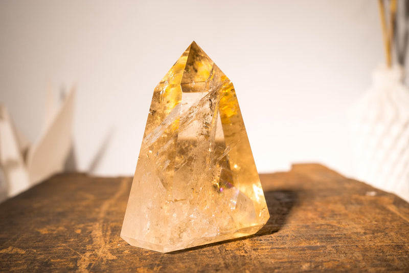 Natural Citrine Crystal Quartz, Genuine Yellow Citrine Point Generator - E2D Crystals & Minerals