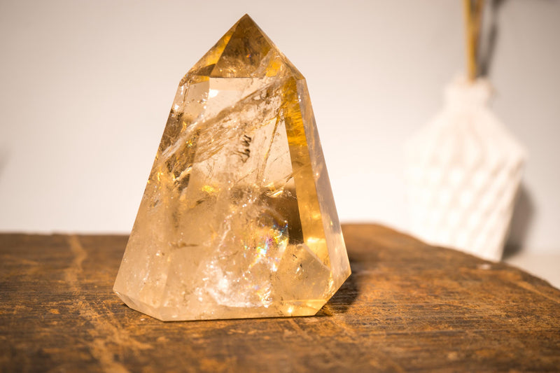 Natural Citrine Crystal Quartz, Genuine Yellow Citrine Point Generator - E2D Crystals & Minerals