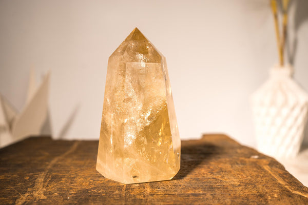 Natural Citrine Crystal Quartz, Genuine Yellow Citrine Point Generator - E2D Crystals & Minerals