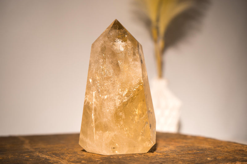 Natural Citrine Crystal Quartz, Genuine Yellow Citrine Point Generator - E2D Crystals & Minerals