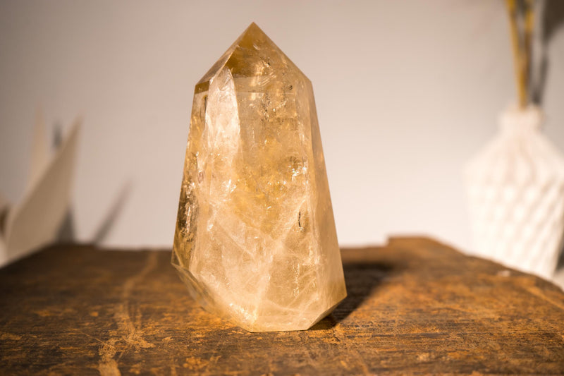 Natural Citrine Crystal Quartz, Genuine Yellow Citrine Point Generator - E2D Crystals & Minerals