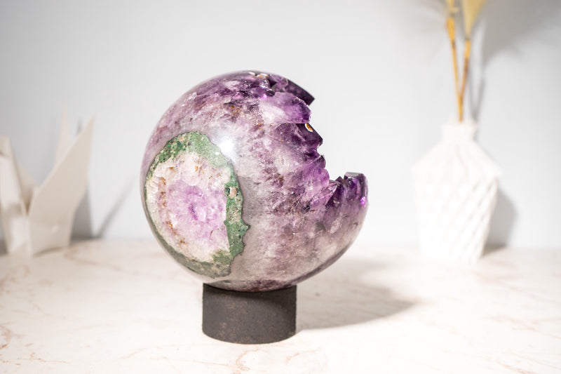 Rare Grape Jelly Amethyst Crystal Sphere with Cristobalite Inclusions - E2D Crystals & Minerals