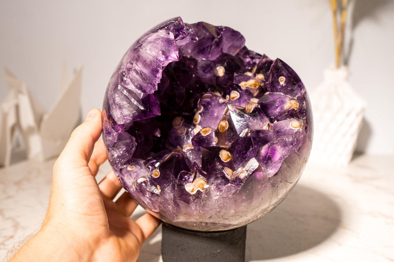 Rare Grape Jelly Amethyst Crystal Sphere with Cristobalite Inclusions - E2D Crystals & Minerals