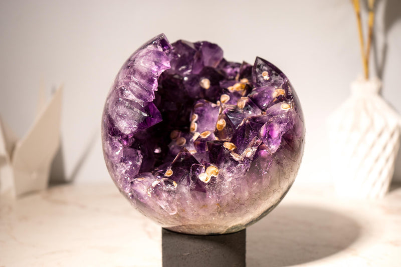 Rare Grape Jelly Amethyst Crystal Sphere with Cristobalite Inclusions - E2D Crystals & Minerals