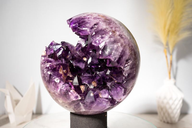 Grape Jelly Amethyst Crystal Sphere with Cristobalite Inclusions, AAA - Grade - E2D Crystals & Minerals