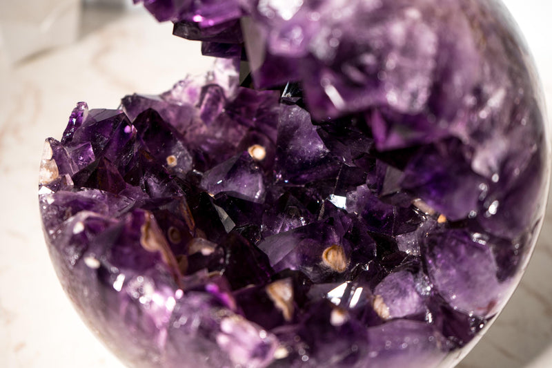 Grape Jelly Amethyst Crystal Sphere with Cristobalite Inclusions, AAA - Grade - E2D Crystals & Minerals