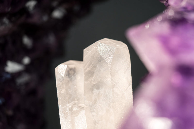 Undamaged Crystal Calcite on Purple Amethyst Geode Portal - E2D Crystals & Minerals