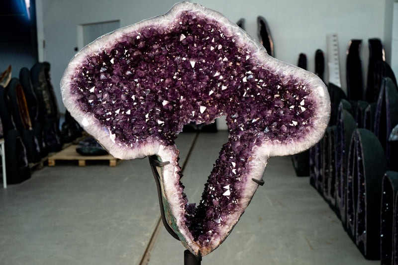 Large Amethyst Geode Portal on Custom - Made Stand - E2D Crystals & Minerals