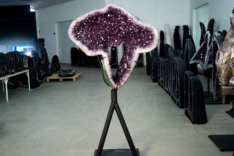 Large Amethyst Geode Portal on Custom - Made Stand - E2D Crystals & Minerals