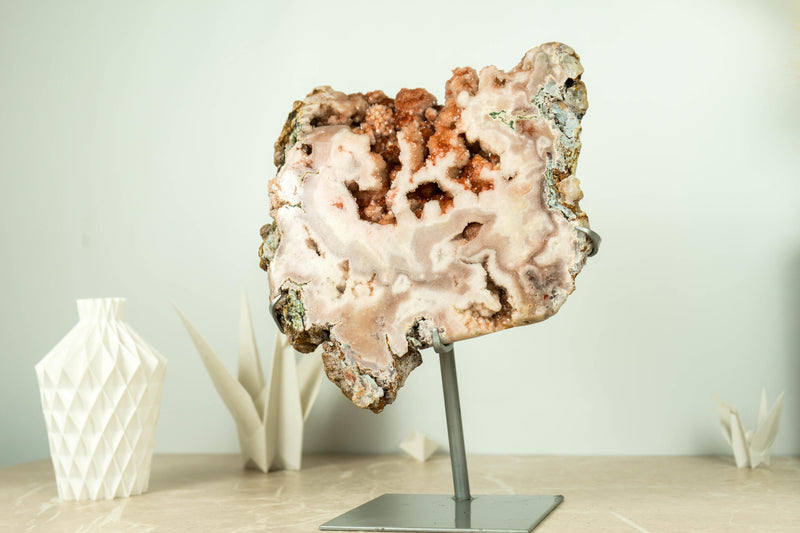 Fabulous Pink and Red Amethyst Geode on Stand with Red Amethyst Druzy