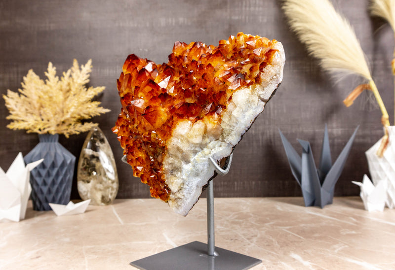 Citrine Cluster Flower with Large Orange Citrine Druzy collective