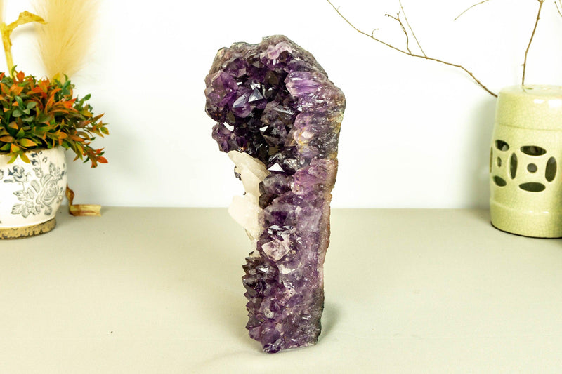 Amethyst Cluster, Deep Purple with Calcite Inclusions collective