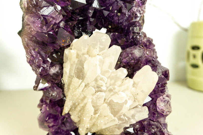 Amethyst Cluster, Deep Purple with Calcite Inclusions collective