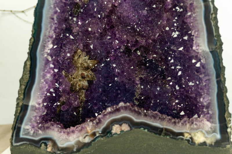 Deep Purple Amethyst Cathedral Geode with Banded Agate, Aa Grade collective