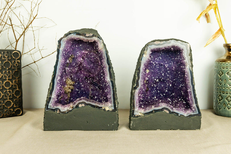 Deep Purple Amethyst Cathedral Geode with Banded Agate, Aa Grade collective