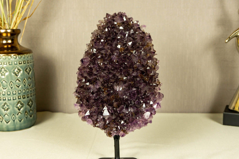 Amethyst Flower Rosette Cluster with Calcite Inclusions, Collector Grade collective