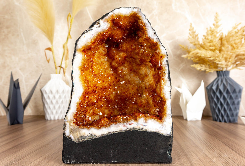 Citrine Geode with Deep Orange Citrine Druzy, collective