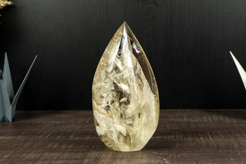 Natural Genuine Large Citrine Flame Generator of AA Grade with Albite Inclusions