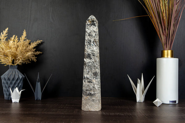 Tall Diamantina Rainbow Crystal Quartz Obelisk Tower