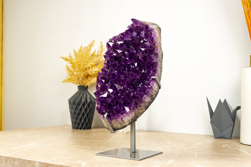 Amethyst Geode Cluster on Stand with Dark Purple Grape Jelly Amethyst - 4.7 Kg - 10.4 lb