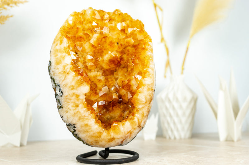 Deep Yellow Citrine Crystal Geode Cluster on Stand, Med Size - 4.3 Kg - 9.4 lb