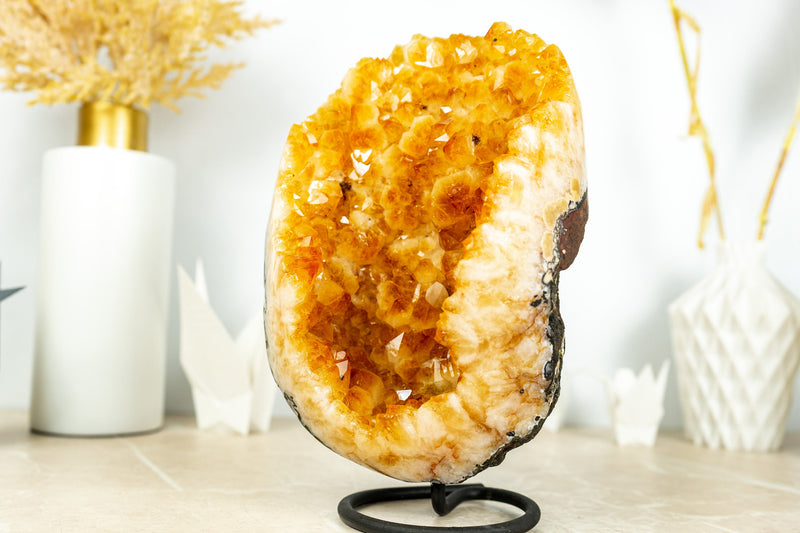 Deep Yellow Citrine Crystal Geode Cluster on Stand, Med Size - 4.3 Kg - 9.4 lb