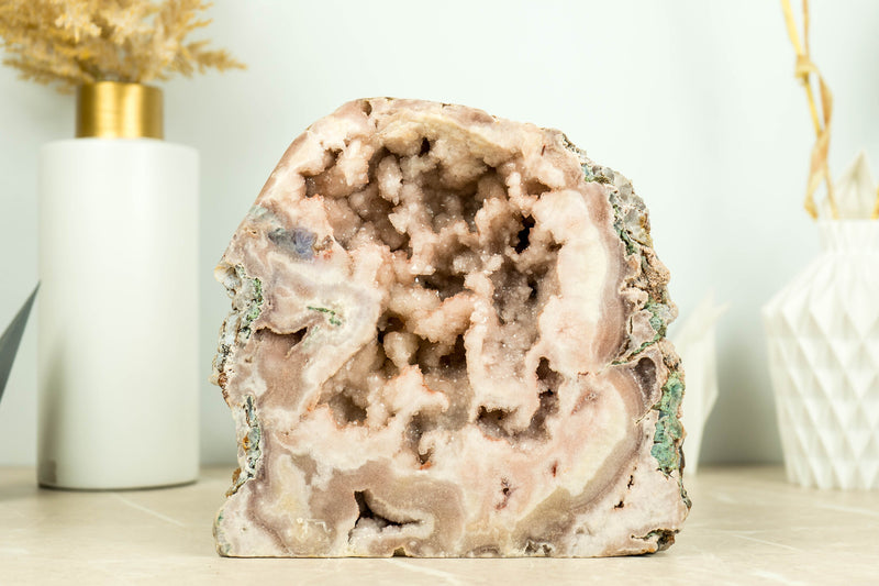 Pink Amethyst Geode of World Class Quality with Rose Amethyst Druzy